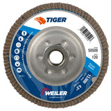 Weiler 50509 4-1-2 in Tiger Type 29 Angled Abrasive Flap Disc with Aluminum Backing 120 Grit 5-8 in-11 Arbor