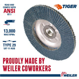 Weiler 50509 4-1-2 in Tiger Type 29 Angled Abrasive Flap Disc with Aluminum Backing 120 Grit 5-8 in-11 Arbor - 3