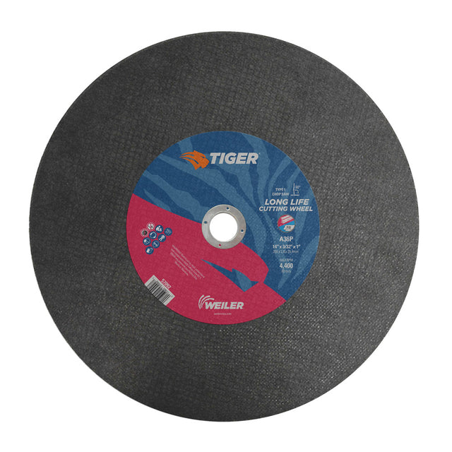 Weiler 57092 14" x 3/32" Tiger Type 1 Cutting Wheel, A46T, 1" A.H.