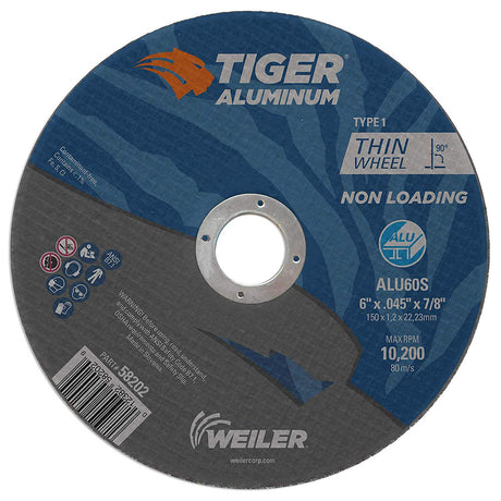 Weiler 58202 CW-6 X .045 X 7/8 ALU60S T1 Tiger Aluminum Cutting Wheels