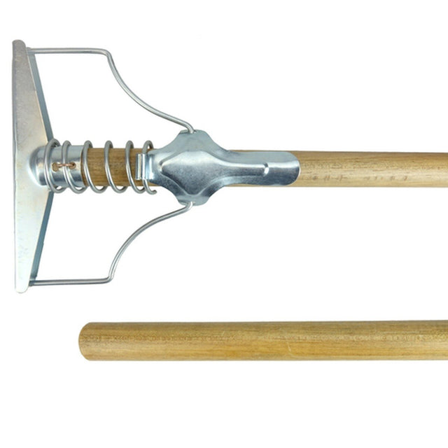 Weiler 75132 54" Wet Mop Handle Spring Type Industrial Grade Hardwood with Plated Metal Head