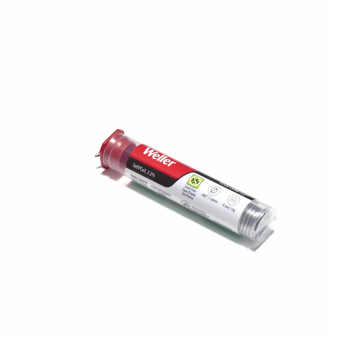Weller WLWIREL1605 1.6 mm Low Splash Colophony Free Electronic Solder Wire 14 g 0.5 oz