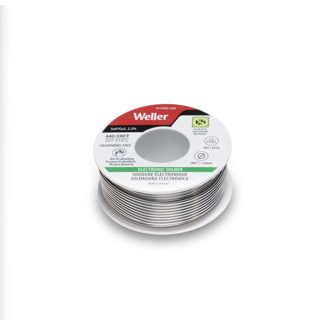 Weller WLWIREL1680 1.6 mm Lead Free Electronic Solder Wire 227 g 8 oz