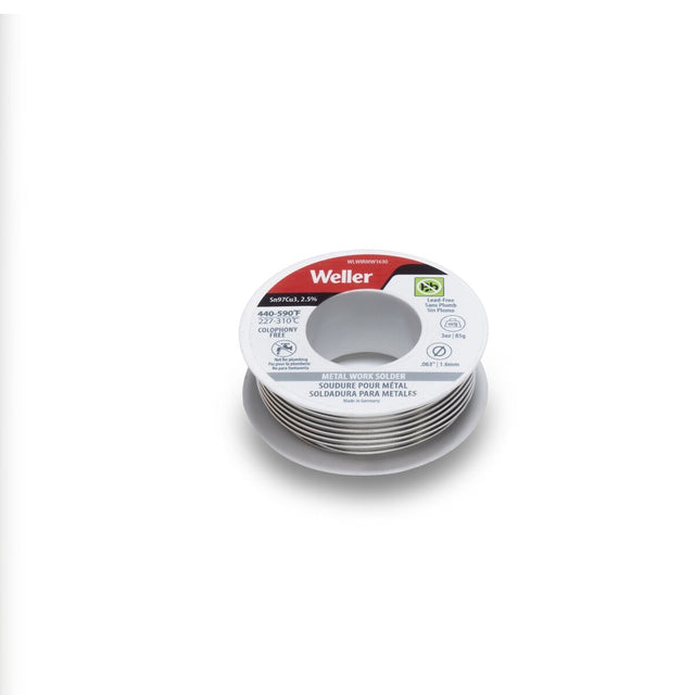 Weller WLWIRMW1630 1.6 mm Lead Free Metal Work Solder Wire with 2.5 Percent Flux