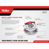 Weller WLWIRMW1640 1.6 mm 113 g Lead Free Metal Work Solder Wire with 2.5 Percent Flux - 2