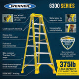 Werner 6306 6ft Type IAA Fiberglass Stepladder - 2