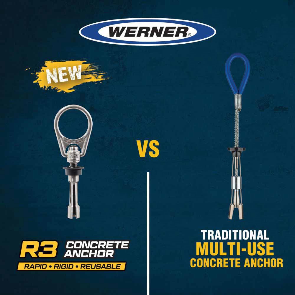 Werner A510300 R3 Reusable Concrete Anchor, Drill 3/4" Dia. X 3-1/2" Hole, Forged SS Swivel D Ring - 4