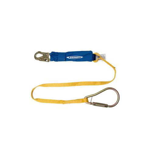 Werner C311400 6' DeCoil Single Leg Lanyard w DCELL Shock Pack, 1 Snap Hook