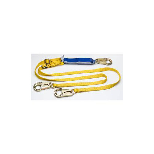 Werner C411102 6' DeCoil Twinleg Lanyard, DCELL Shock Pack, 1" Web