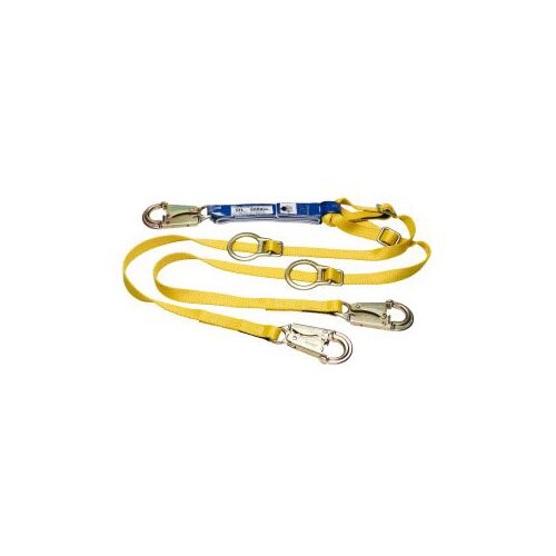 Werner C411103 6' DeCoil Tie-Back / Twinleg Lanyard, 1" Web, Snap Hook