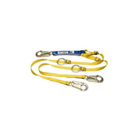 Werner C411103 6' DeCoil Tie-Back / Twinleg Lanyard, 1" Web, Snap Hook