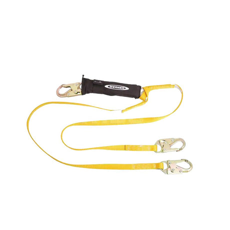 Werner C411140 DeCoil Twinleg Lanyard (1" web, Snaphooks) - 4'