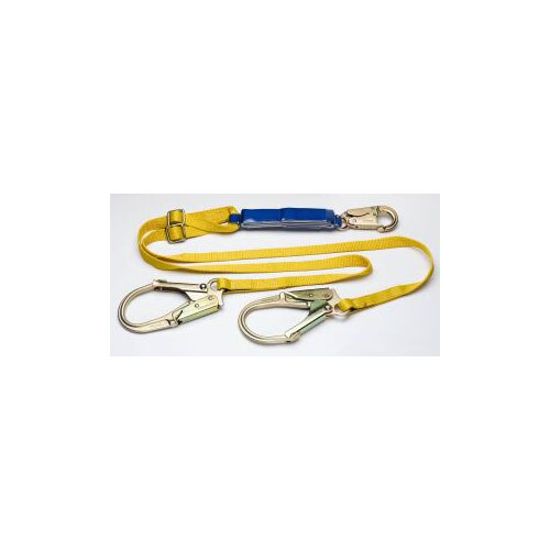 Werner C411202 6' DeCoil Adjust. Twinleg Lanyard, Snap & Rebar Hook, 1" Web