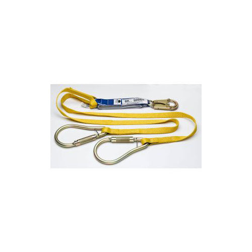 Werner C411400 6' DeCoil Twinleg Lanyard, 1" Web, Snap Hook, 2" Carabiner