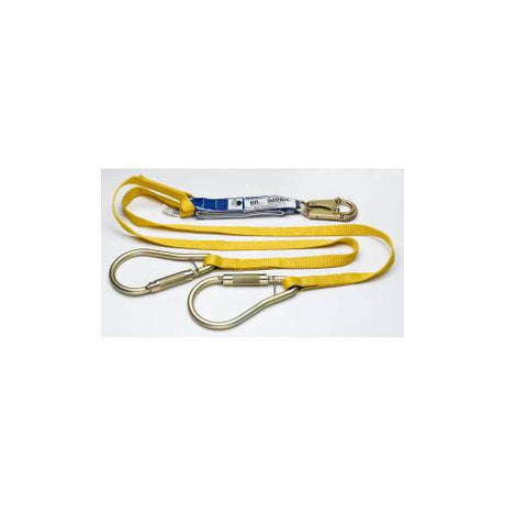 Werner C411400 6' DeCoil Twinleg Lanyard, 1" Web, Snap Hook, 2" Carabiner