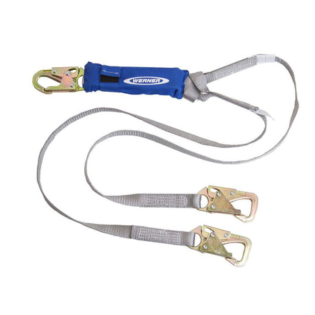 Werner C411701 DeCoil TwinLeg Lanyard (1" web, Snaphook and Tieback Snaphooks) - 6'