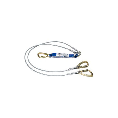 Werner C462300 6' DeCoil Vinyl Cable 2 Leg Lanyard, 3/4" Carabiner