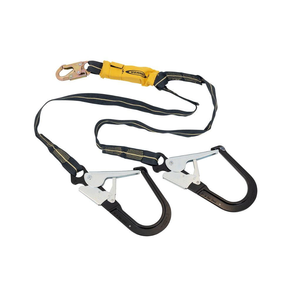 Werner C911800 Arc Flash Twinleg Lanyard (Kevlar Web, Snap Hook, 4" Rebar Hook