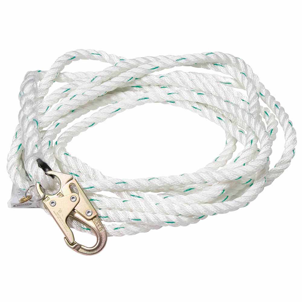 Werner L201015X2R 15' Rope Lifeline w/ 2 Rebar Hooks