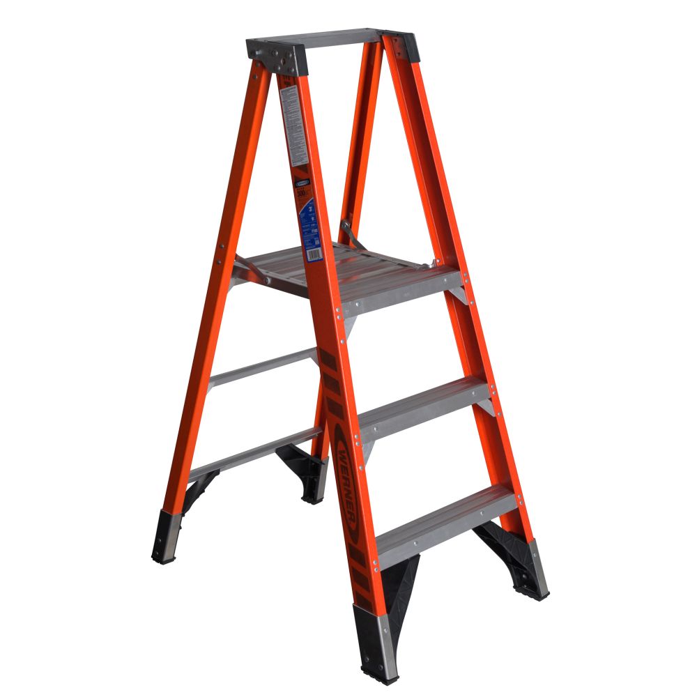 Werner P7403 9ft Reach Height Fiberglass Platform Ladder 3ft Type IA