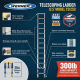 Werner TS1250 Telescoping Ladder 12.5ft Type IA Duty Rating - 2