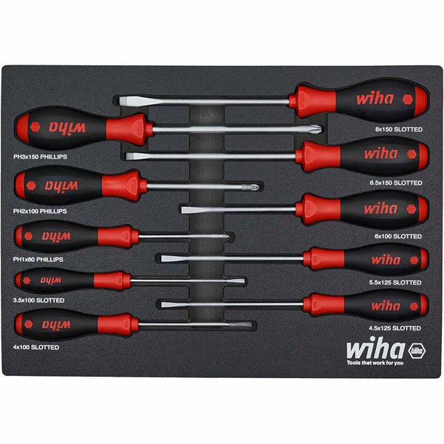 Wiha 30280 10 Piece SoftFinish Cushion Grip Screwdriver Tray Set