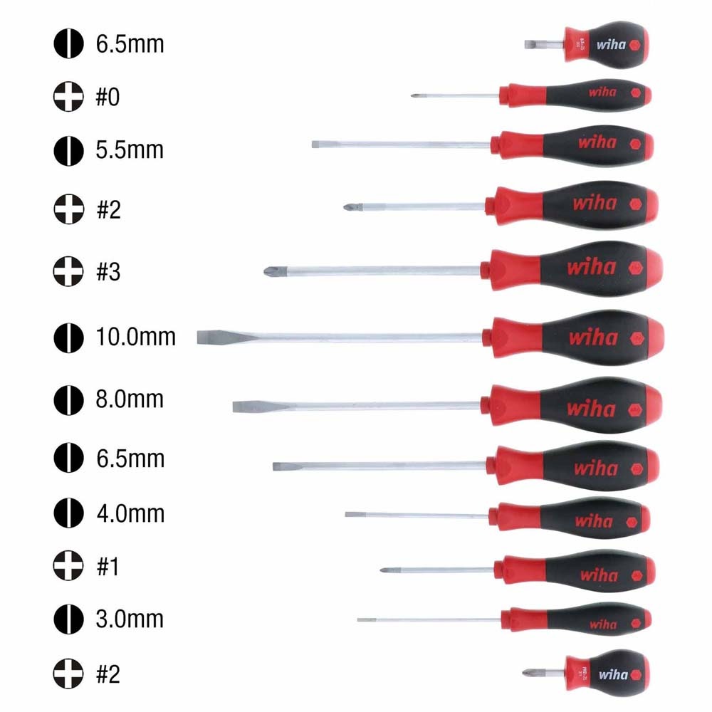 Wiha 30297 12 Piece SoftFinish Slotted and Phillips Screwdriver Set - 2