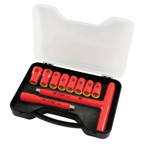 Wiha 31595 3/8" Drive Insulated Socket and T-Handle Set Metric 10mm to 19mm (10 Piece)
