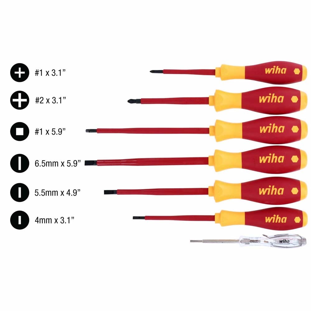 Wiha 32087 7 Piece Insulated SoftFinish Screwdriver and Voltage Detector Set - 2