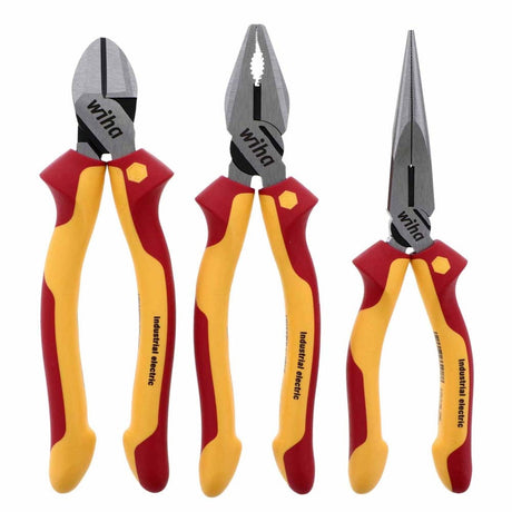 Wiha 32981 3 Piece Insulated Industrial Pliers-Cutters Set