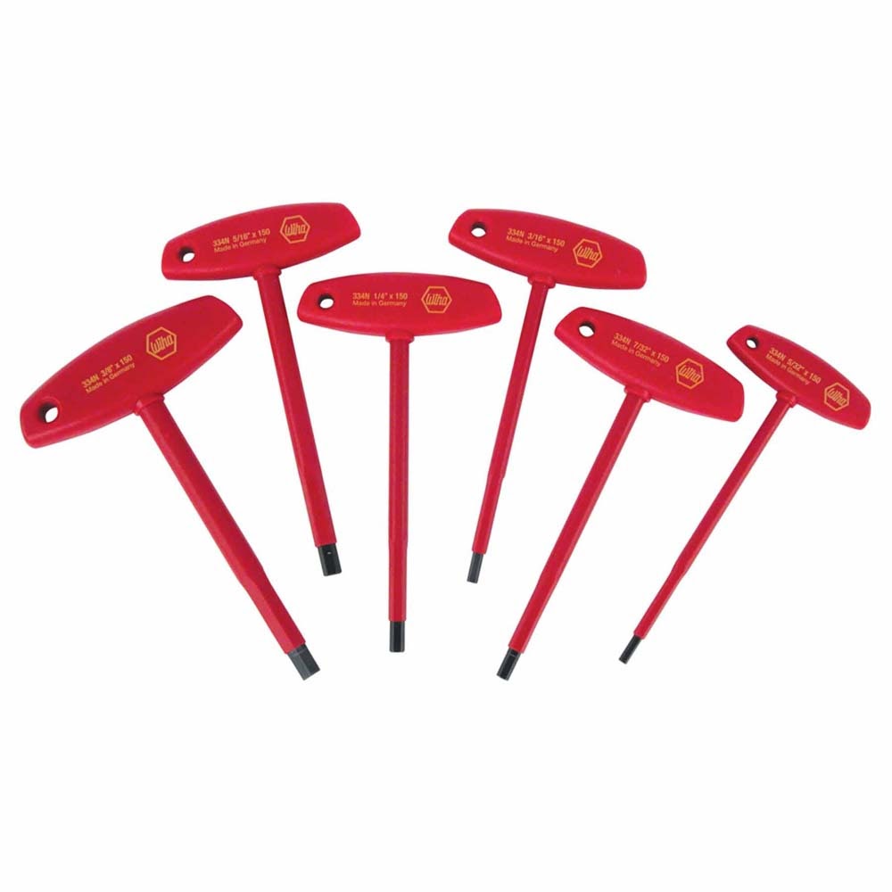 Wiha 33490 6 Piece Insulated T-Handle Hex Screwdriver Set - Inch