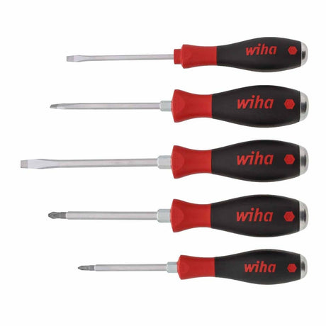 Wiha 53075 5 Piece SoftFinish X Heavy Duty Slotted and Phillips Screwdriver Set