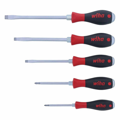 Wiha 53095 5 Piece SoftFinish X Heavy Duty Slotted and Phillips Screwdriver Set