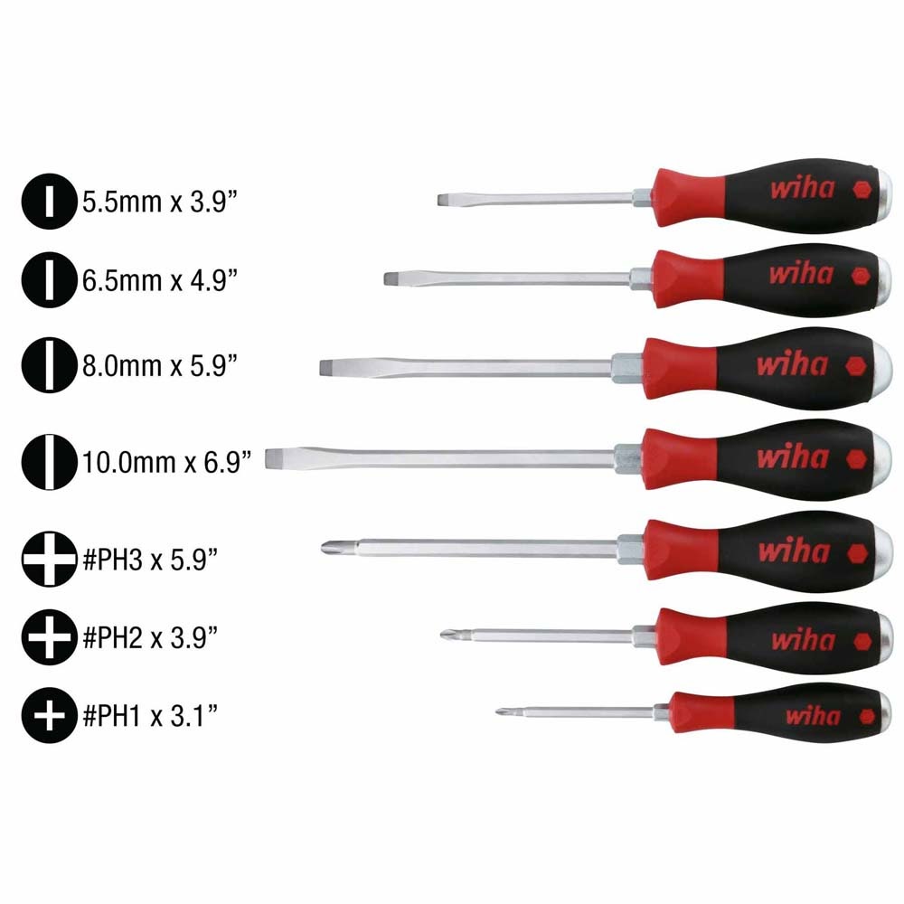 Wiha 53097 7 Piece SoftFinish X Heavy Duty Slotted and Phillips Screwdriver Set - 2