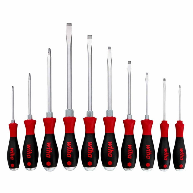 Wiha 53099 10 Piece SoftFinish X Heavy Duty Slotted and Phillips Screwdriver Set