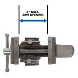 Wilton WL1-112 3" Clamp-On Apprentice Bench Vise with 1800 lb Clamp Force - 3