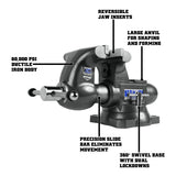 Wilton WL9-28842 Tradesman 1765XC Bench Vise 6.5" Jaw Width 6" Jaw Opening 4" Throat Depth - 2