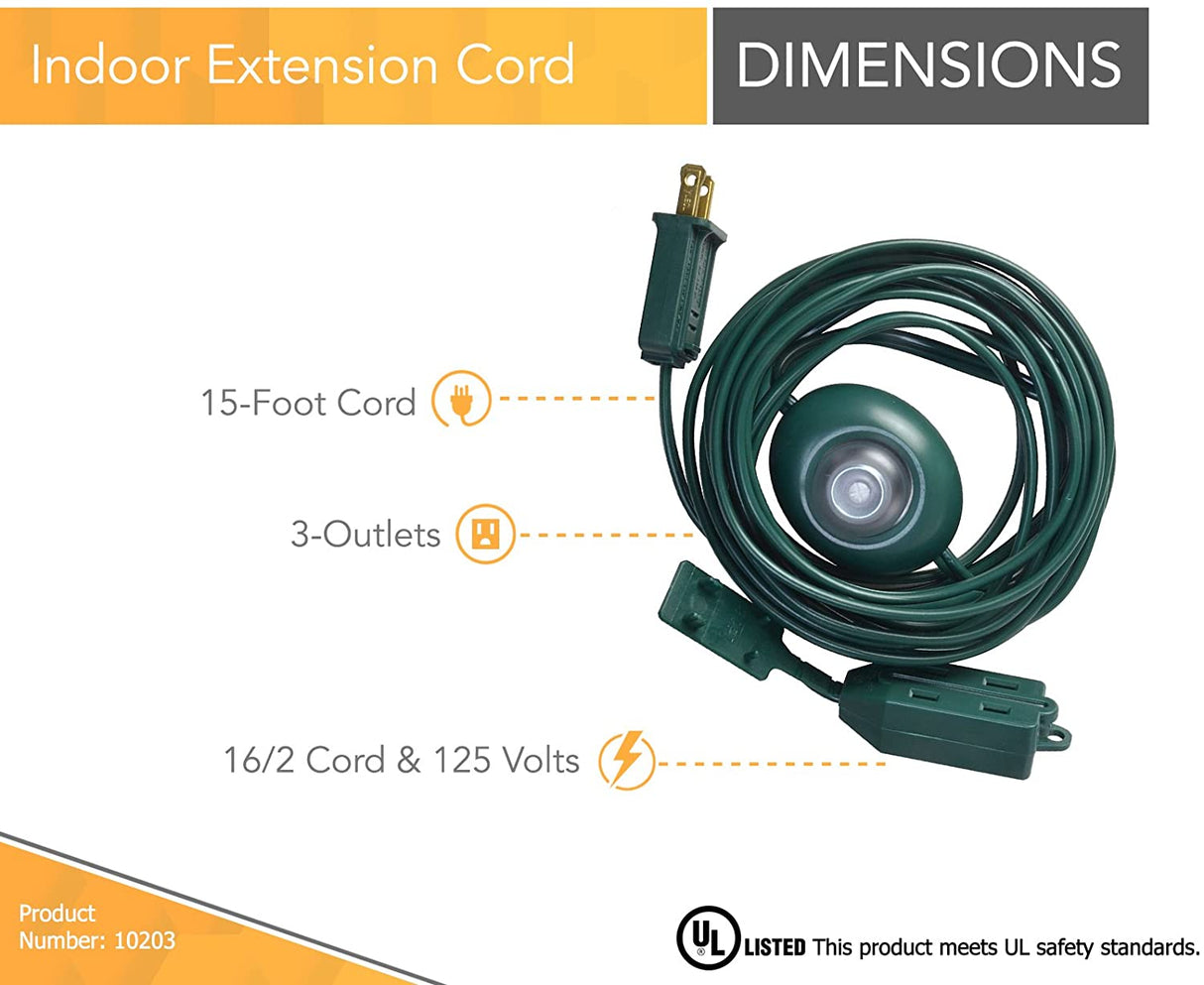 Woods 10203 Indoor Extension Cord With Lighted Foot Switch And 3 Outlets, Foot Switch Features - 2