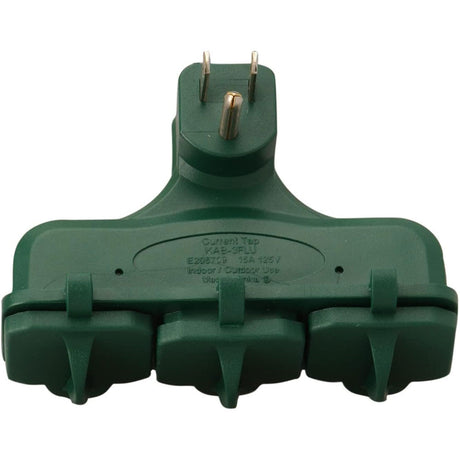 Woods 13270 Outdoor Rated 3 Outlet Covered Adapter, Green