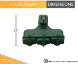 Woods 13270 Outdoor Rated 3 Outlet Covered Adapter, Green - 2