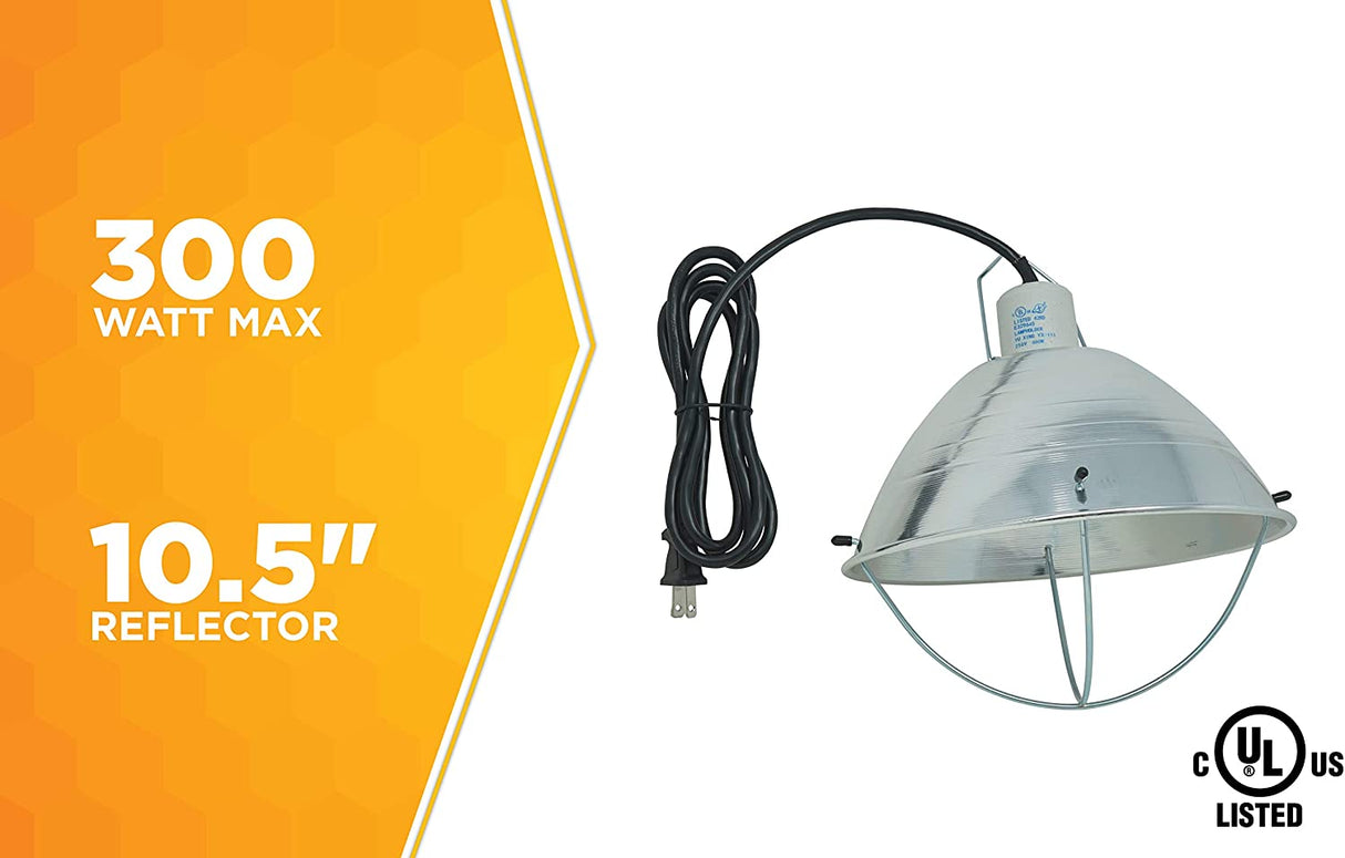 Woods 165 Brooder Lamp with Bulb Guard,10.5 Inch Reflector and 6 Foot Cord (250 Watt, 18/2 SJTW) - 4