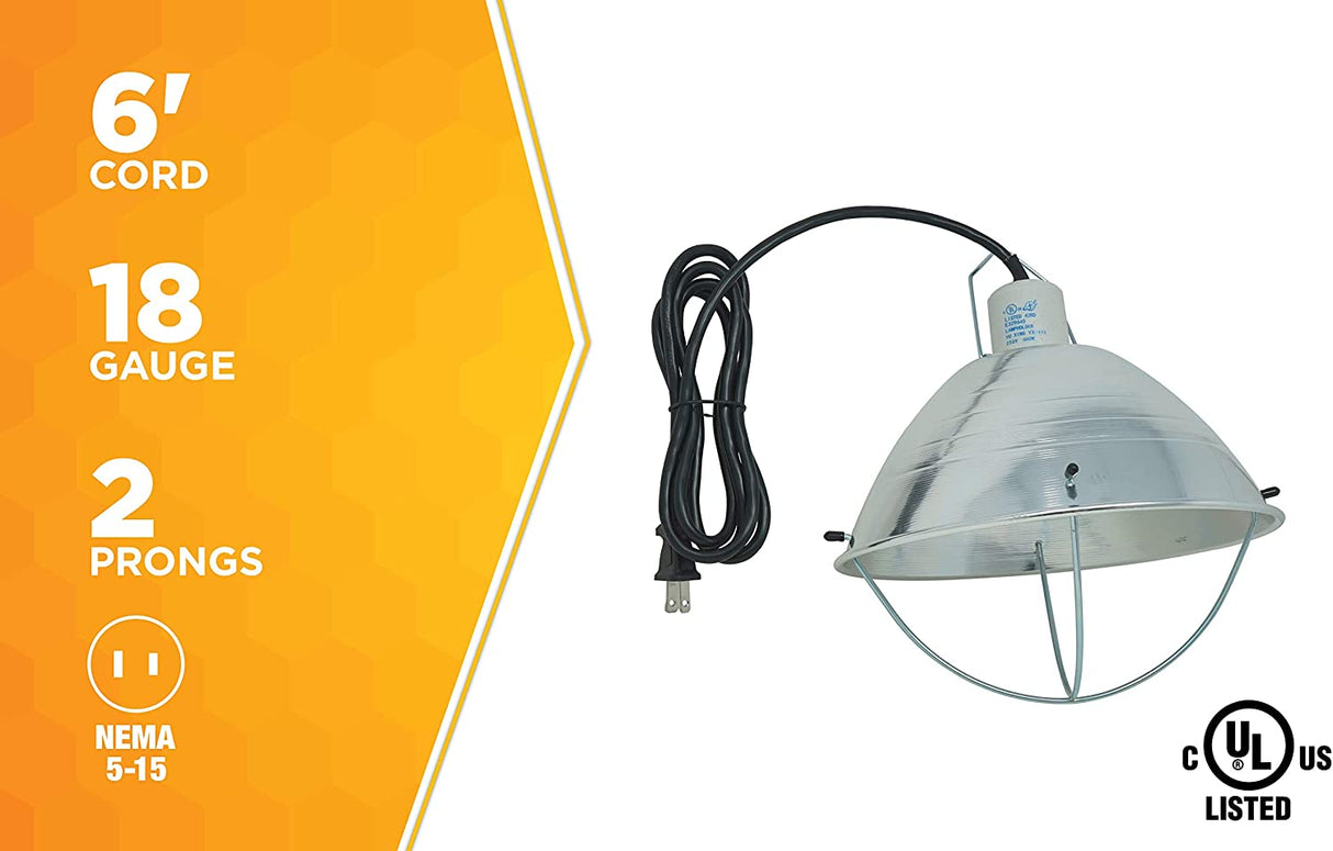 Woods 165 Brooder Lamp with Bulb Guard,10.5 Inch Reflector and 6 Foot Cord (250 Watt, 18/2 SJTW) - 5