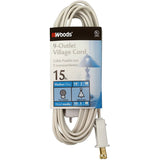 Woods 2188 Indoor Extension Cord With 9 Power Outlets (15 Feet, White)