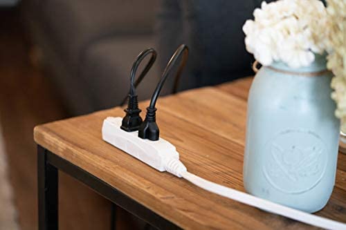 Woods 2241 16/3 Flat Plug Indoor Extension Cord, 8-Foot, 3 Outlets, Right Angled Plug, Space Sa - 8