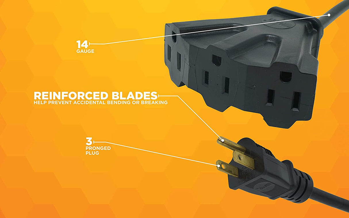 Woods 2451 Cci Agri-Pro Sjtow Extension Cord With 3-Outlet Power Block Connector, 3 14 Awg Bare - 7