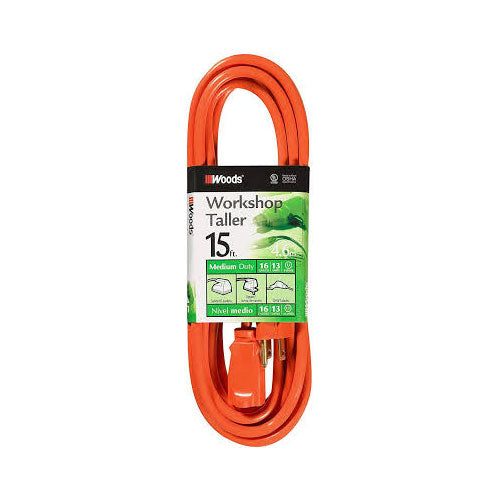 Woods 266 16/3 SJTW General Purpose Extension Cord, Orange, 15-Foot