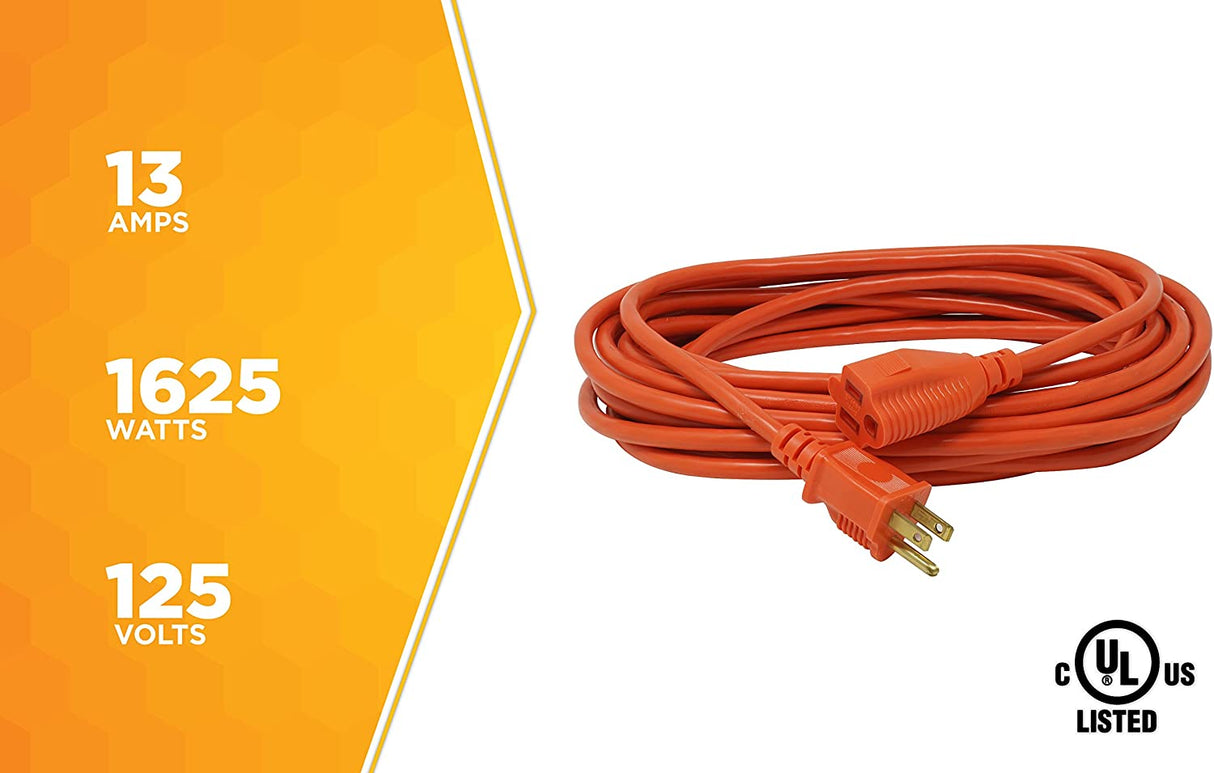 Woods 267 16/3 Vinyl Outdoor Heavy Duty Extension Cord, Waterproof Flexible Vinyl Jacket, 3- Pr - 6