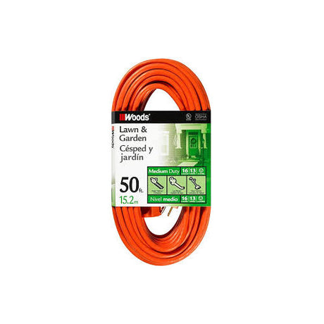 Woods 268 16/3 SJTW General Purpose Extension Cord, Orange, 50-Foot