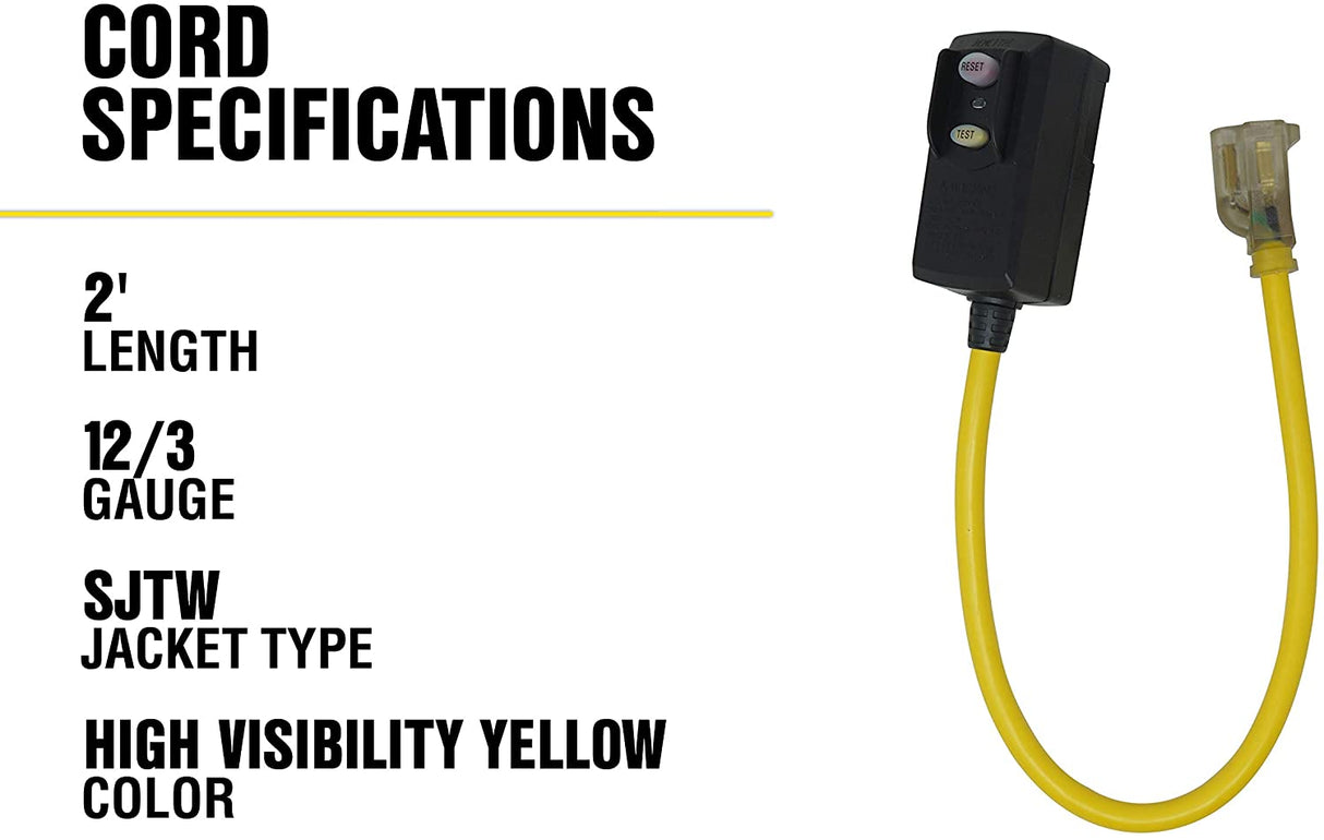 Woods 2879 Cord Ext Gfci 14/3Sjtw 6Ft Yel, 6-Feet, Yellow - 7