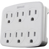 Woods 41196 Wall Adapter with 6 Grounded Outlets, White